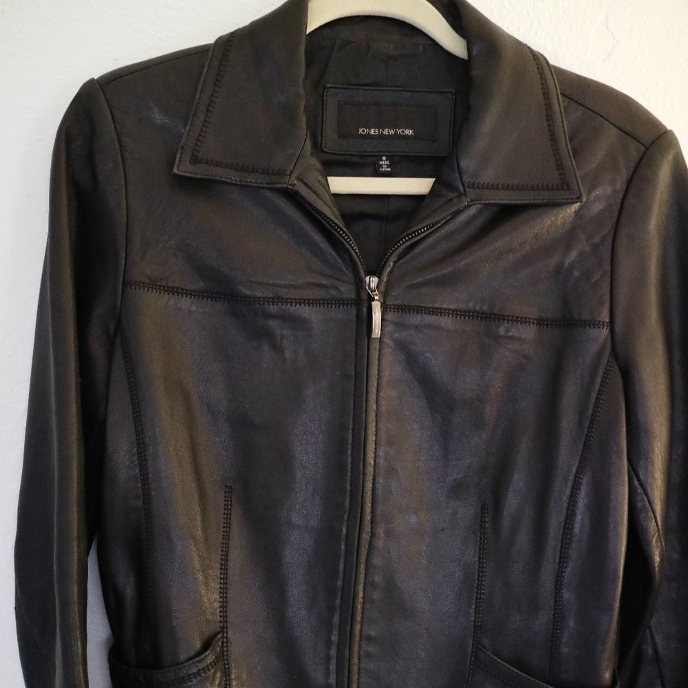 Jones New York Genuine Leather Moto Jacket Small